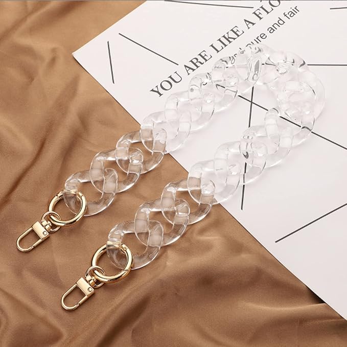 Crapyt Transparent Acrylic Bag Chain Round 1 Pack Decorative Chain DIY 40cm/15.75" Replacement Ornament for Handbag/Bag/Purse Strap