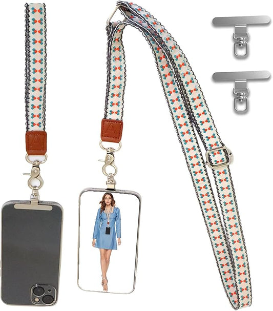 LEMEDE Wrist Keychain and Adjustable Phone Lanyard, Silver Hook Phone Crossbody Strap with 360° Rotating Phone Pads