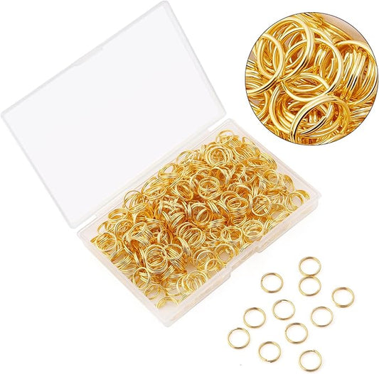 400Pcs Split Rings,Double Loop Jump Ring Sets Split Jump Rings for Jewelry Making,Small O Key Ring Earring Necklace Bracelet Connector for DIY Crafts Making Findings (Gold,10mm)