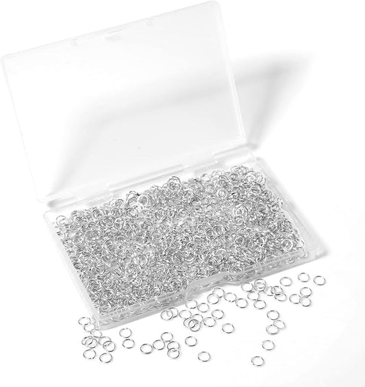 1000 Pcs 5mm Open Jump Rings Silver Plated Jump Rings for Jewelry Making Single Ring Bulk for DIY Craft Earring Necklace Bracelet Pendant Choker Jewelry Making Findings and Key Ring Chain
