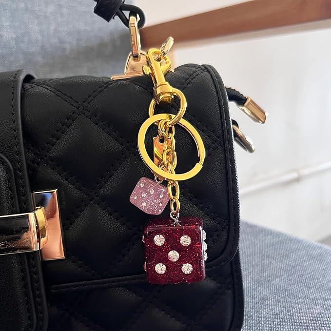Lucky Dice Cherry Magic 8 Ball Keychain Billiard Ball Star Cherry Bags Charms Cute Y2k Keychain for Women Men