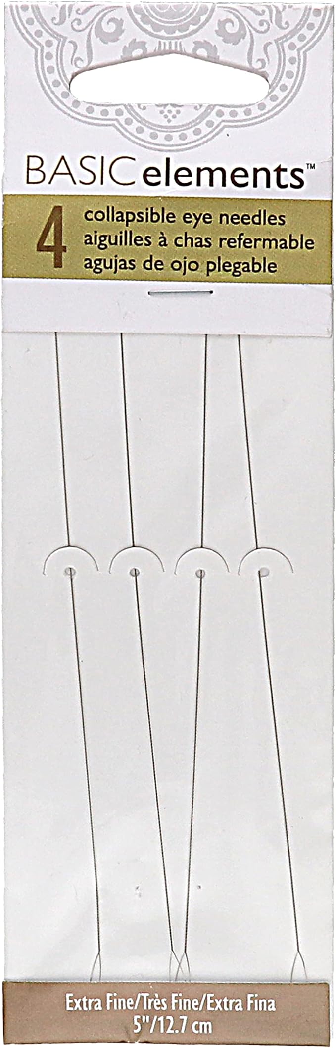 The Beadsmith Basic Elements Collapsible Eye Needles – 5 Inch Long – Flexible Twisted Wire – Large Eye, Easy to Thread – 4 Extra Fine Needles