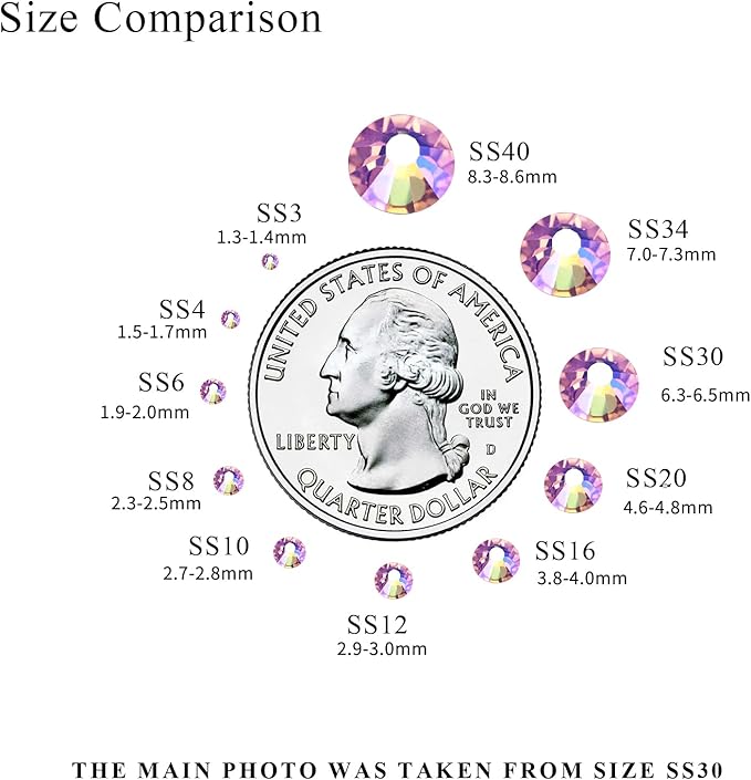 1440PCS SS8 Crystal Glass Flatback Rhinestones, Round Flat Back Crystal Gems for Nail Art and Craft Clothes, Glue Fix Diamond Stones Light Pink AB (2.3-2.5mm)