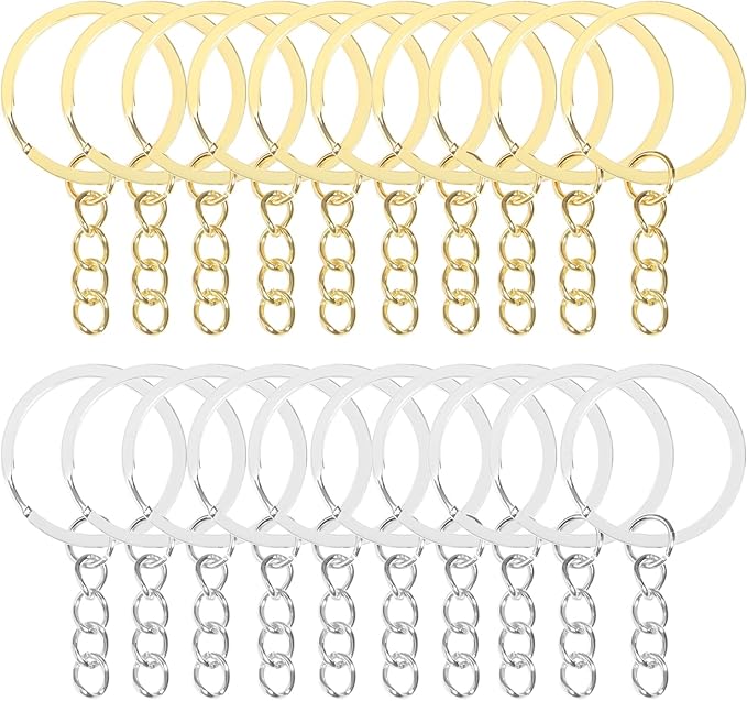 50Pcs Keychain Key Ring with Chain Bulk Split Key Chain,1.1 Inch Key Chains Parts with Open Jump Ring Connector for Jewelry Making Crafts (Mixed Colors)
