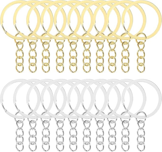 50Pcs Keychain Key Ring with Chain Bulk Split Key Chain,1.1 Inch Key Chains Parts with Open Jump Ring Connector for Jewelry Making Crafts (Mixed Colors)
