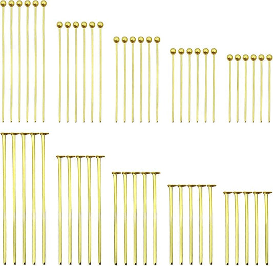 1000pcs Head Pins for Jewelry Making,Ball Head Pins Flat Heads Pin Beading Pins for Beading Jewelry Making(Gold,18mm,20mm,24mm,30mm,35mm)