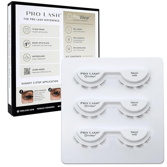 Pro Lash ProWear Professionally Styled Lash Clusters - Easiest to Apply Eyelash Cluster - 10 Day Eyelashes - Waterproof Lashes Clusters - 3 Sets - Natural No. 00 - Black