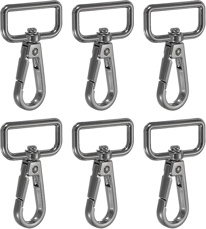 Swivel Snap Hooks, Metal D Ring Keychain Lanyard Clip Hook Lobster Clasp Claw Push Gate Clip - Fitting for(Purse Making - Sewing - DIY Crafts) 6 Pcs & 1" & Graphite Black