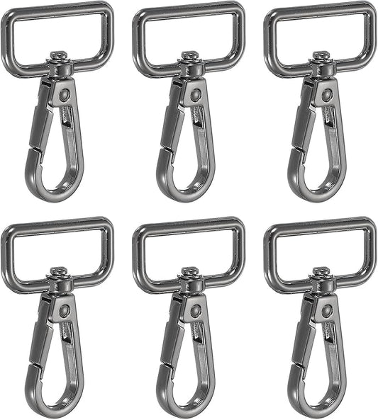 Swivel Snap Hooks, Metal D Ring Keychain Lanyard Clip Hook Lobster Clasp Claw Push Gate Clip - Fitting for(Purse Making - Sewing - DIY Crafts) 6 Pcs & 1" & Graphite Black