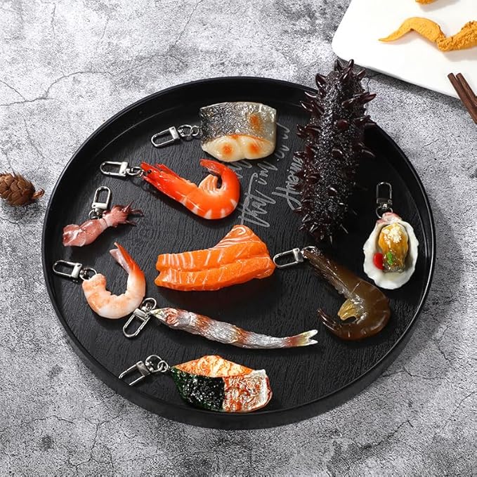 HSYHERE Men Women Creative Interesting Novelty Stylish Mini Simulated Food Orange Shrimp Keychain Key-ring Pendant