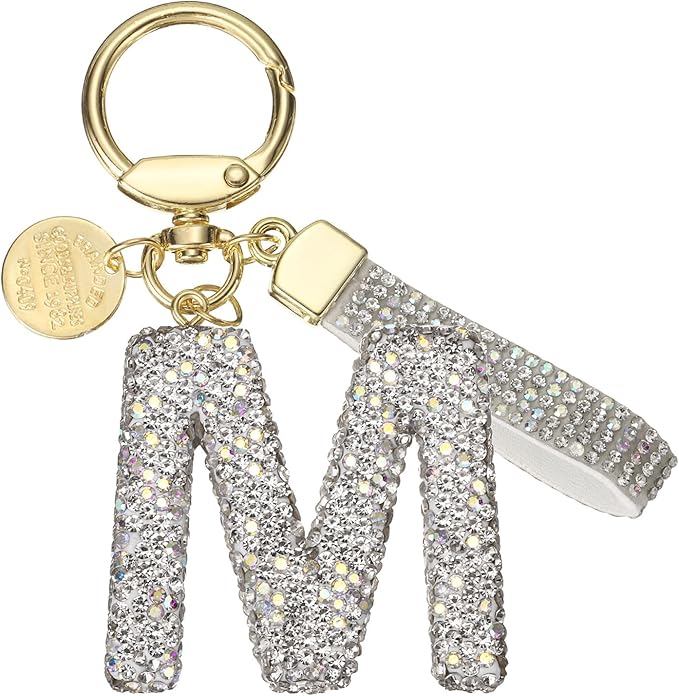 PATIKIL Initial Letter Keychain, Cute Sparkly Rhinestone Key Chain Alphabet Charm for Car Keys Handbags Purse