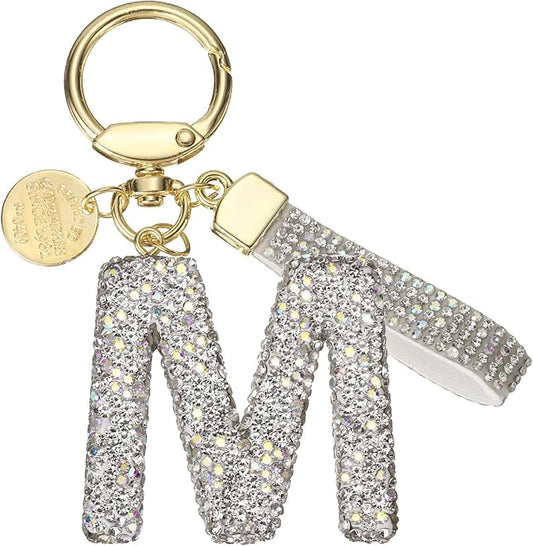 PATIKIL Initial Letter Keychain, Cute Sparkly Rhinestone Key Chain Alphabet Charm for Car Keys Handbags Purse
