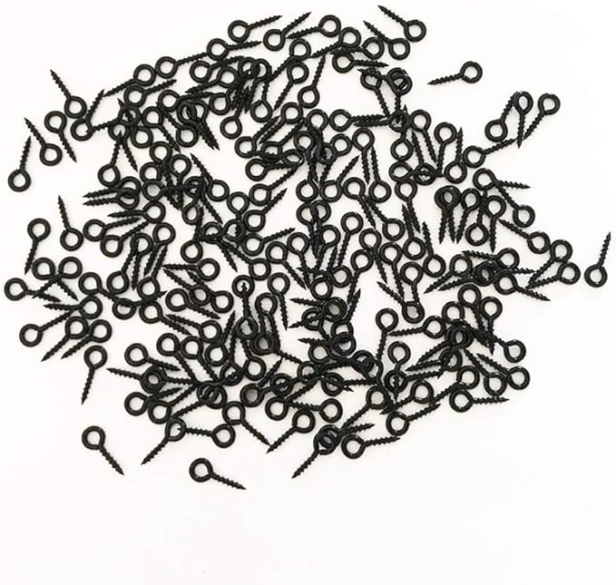 Small Mini Screw Eyes Pin Hook for Jewelry Making, Cork Bottles,Resin, Bead, Tiny Eyelets Hook Screws Ring Black (250 PCS)