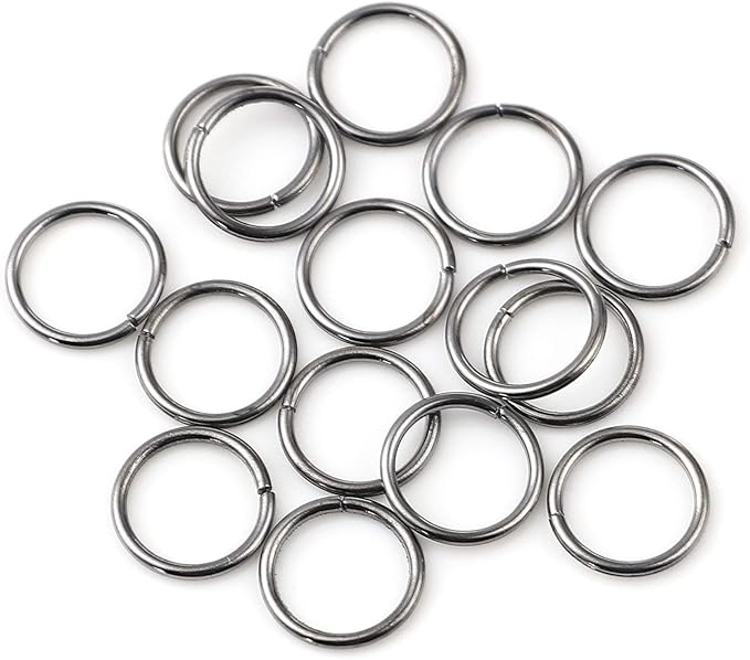 200 Pieces - 8mm Jump Rings Gunmetal Black - 18 Gauge (1mm Thickness)