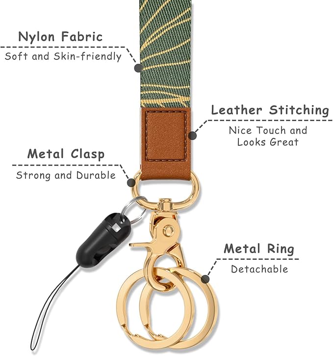 Cool Leopard Wristlet Keychain, Wrist Lanyard Key Chain For Women Men Car Keys Id Holder Card Phone Wallet Camera