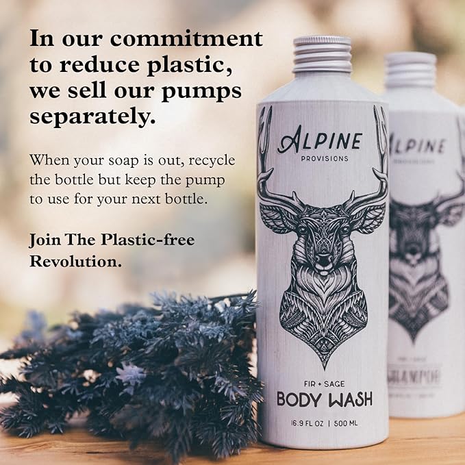 Alpine Provisions Natural & Organic Body Wash with Fir & Sage – Moisturizing Body Wash with Aloe Vera, Coconut Oil & Essential Oils – Vegan, Sulfate-Free, Plastic-Free – 16.9 fl oz