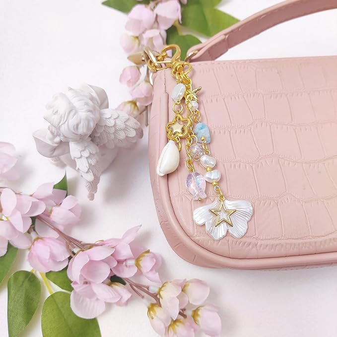 Y2K Aesthetic Keychains for Women Cute Flowers Star Cake Jellyfish Keychins Charms Kawaii Bag Purse Decor