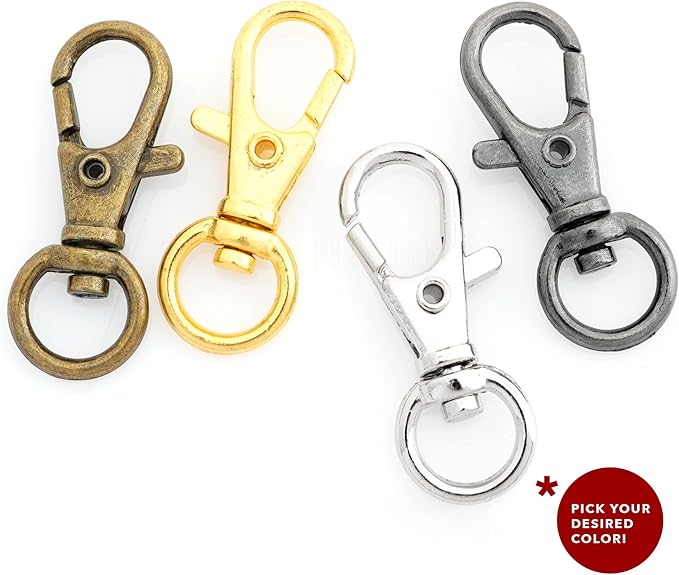 CRAFTMEMORE 50 pcs Swivel Clasps Lanyard Clips Snap Hook Metal Lobster Claw Clasp PLTN (Gold)