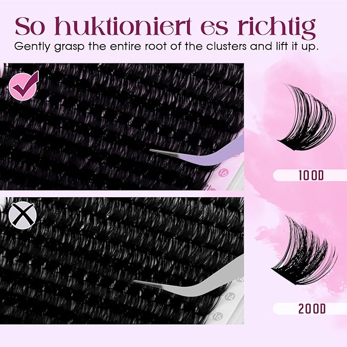 Lash Clusters DIY Individual Lashes 10-18mm D Curl Fluffy Eyelashes Extension 100P+200P Wispy False Eyelashes Volume Thick Eyelash Extension（28-100P+200P-07-D-1018）