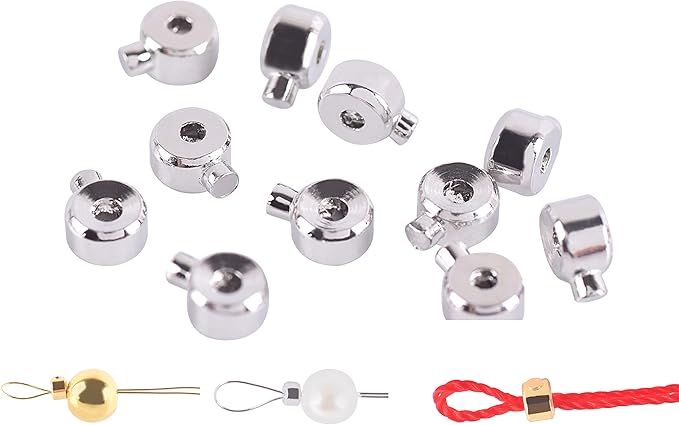 KONMAY 30pcs Stopper Crimp Beads for Bracelets and Necklaces, 18K Gold Plated 3.2mm Mixed Locker Seperator Beads, Positioning Spacer Beads for Jewelry Making