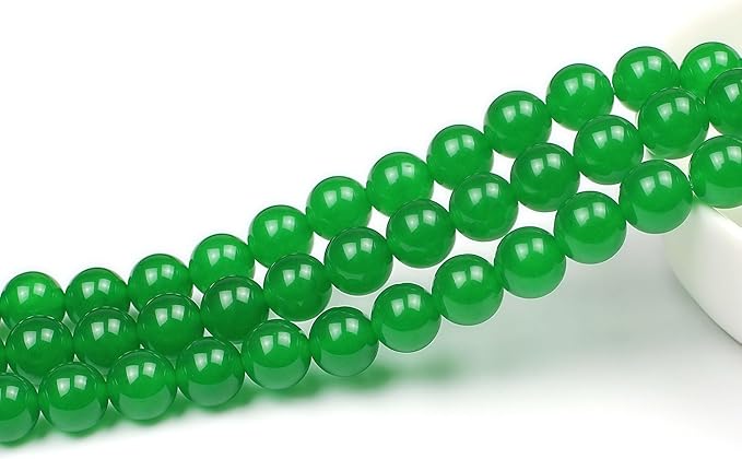 MJDCB Natural Green Jade Round Loose Beads for Jewelry Making DIY Bracelet Necklace (12mm)