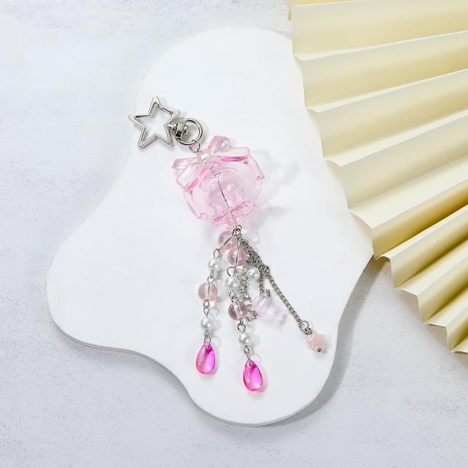 Cute Multicolor Jellyfish Keychains for Women Acrylic with Bow Purse Bag Charms for Backpacks Handbag Decorations