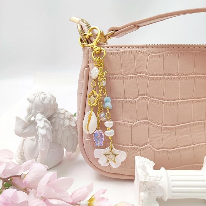Y2K Aesthetic Keychains for Women Cute Flowers Star Cake Jellyfish Keychins Charms Kawaii Bag Purse Decor