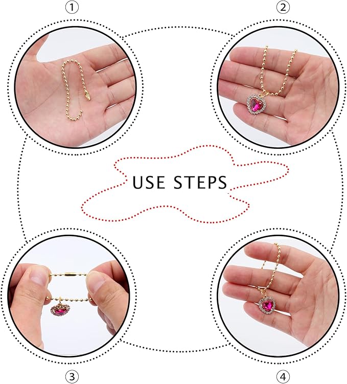 Lemonkey 10Pcs Ball Beads Chains Bulk,Orange Keychains Rings Metal Chains,4 Inch Dog Tag Metal Small Chains with Connectors for Hanging Decoration