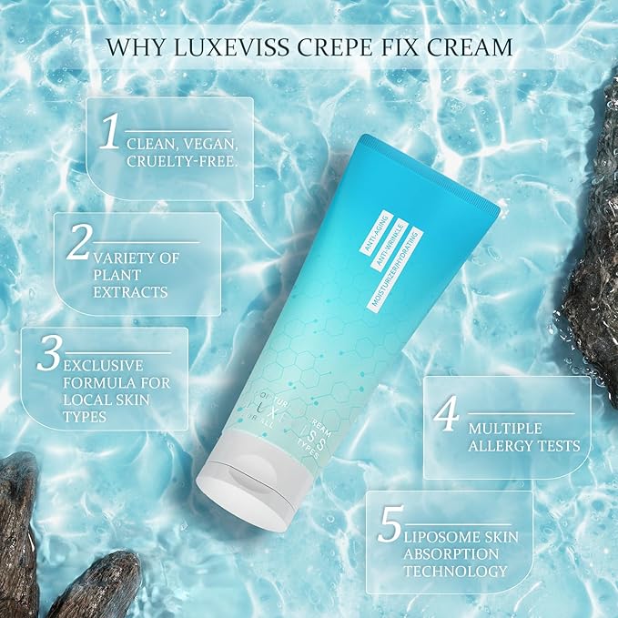 Luxeviss Crepey Skin Repair Cream-Anti Wrinkles for Crepey and Sagging Skin, for Neck, Chest, Arms & Legs-100g