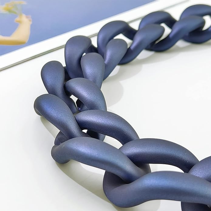 Firstmeet Chunky Acrylic Necklace Smooth Chain Link Cool Statement Choker Cuban Style Jewelry Gift for Women