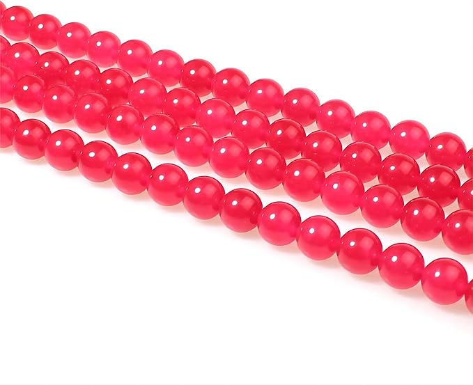 MJDCB Stone Beads 4mm 85pcs Round Light Rose Red Jade Loose Gemstone Bead Charms for Jewelry Making Bracelet Necklace Earring Pendant