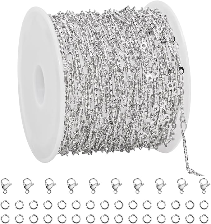 UMAOKANG 5 Meters Embossed Stick Chain Link for Jewelry Making Stainless Steel Chains for Handcraft DIY