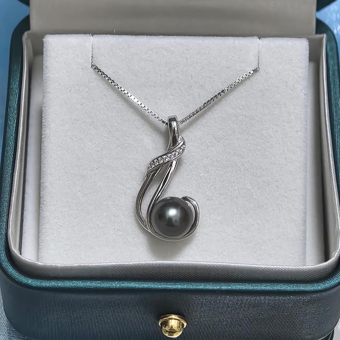 NONNYL Gifts for Women Wife-Tahitian Black Pearl-Necklace-Gift for Wife Wedding Birthday Anniversary Jewelry-Mom Girlfriend Her Mothers Day Gifts for Mom Women Valentines Day Christmas Day Gifts