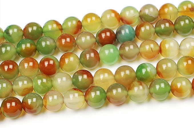 MJDCB Natural Peacock Agate Beads Red Green Agate Beads Round Stone Beads for DIY Necklace Bracelat Jewelry Making Strand 15" (8mm)