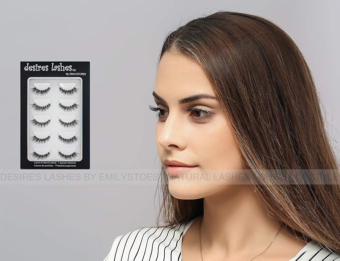 DESIRES LASHES Multipack Demi Wispies Fake Eyelashes 5Pairs Per Kits, 01 Monday