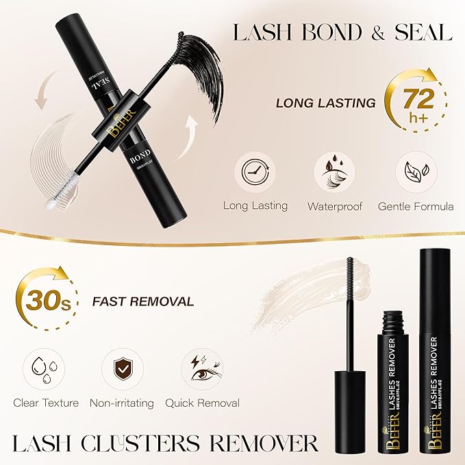 BEFER Lash Clusters Kit, 108 Pcs 3D Curl Eyelash Clusters Volume Individual Lashes Extensions 10-16MM Wispy Eyelash with Tweezers DIY At Home(Wit, ZE12,Kit)