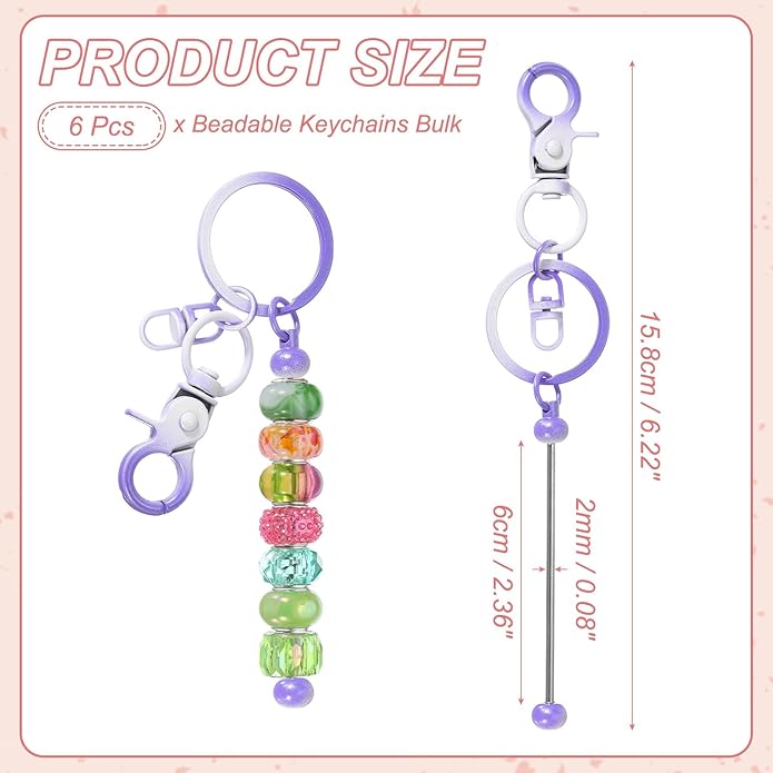 uxcell Beadable Keychain, Keychain Making Supplies, Blank Bead Metal Chain Bars for DIY Crafts Jewelry Making Gift
