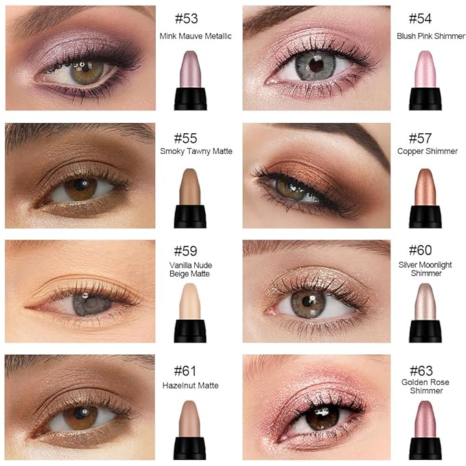 8Pcs Cream Eye Shadow Sticks Makeup for Women, Matte Shimmer Eyeliner Pencil Eyeshadow Brightener Stick for Eyes, Waterproof Eyeshadow Applicator Blendable sombras para ojos Set09#
