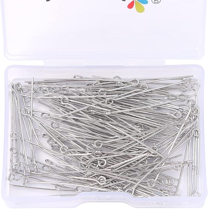 Platinum Plated Open Eye Pins Non Tarnish 35mm 150pcs for Jewelry Making Findings