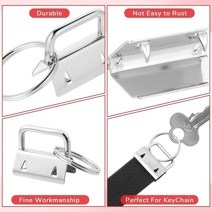 40 Pcs Key Fob Hardware, 1 Inch Keychain Hardware with Key Fob Pliers Keyfob Hardware Kit for Wristlet, Crafts, Lanyard, Key Chain Making Supplies