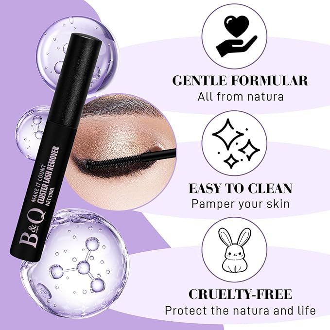 B&Qaugen B&Q Lash Remover for Lash Clusters 10 ML Lash Cluster Remover Cluster Lash Remover Cluster Lash Bond Remover Lash Adhesive Remover Lash Glue Remover Lash Bond and Seal Remover（Remover-10ML）