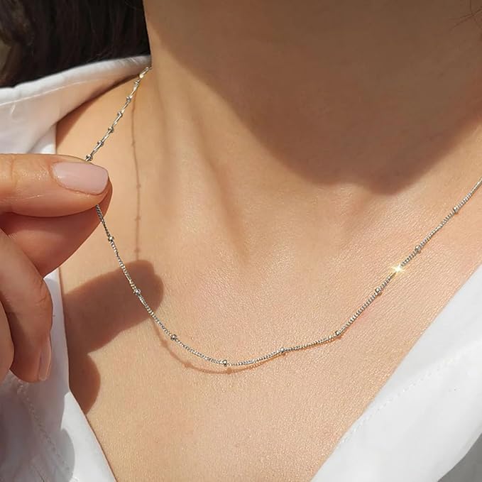 24PCS Curb Satellite Necklace for Jewelry Making 1.5MM Stainless Steel Curb Link Chains Bulk for DIY Necklace