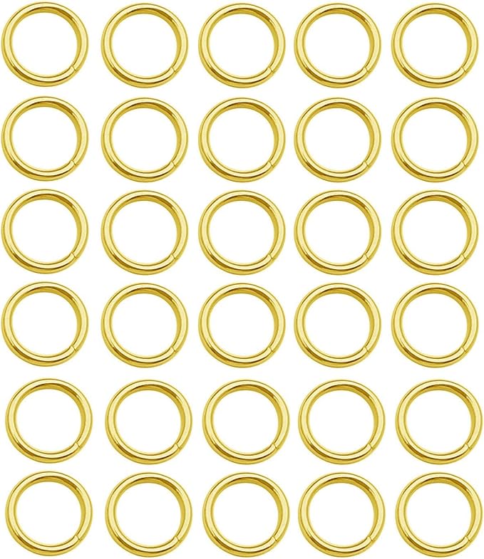 100 pcs Gold Plated Stainless Steel Split Rings Jump Rings Connector Rings for Jewelry Making Necklaces Bracelet Earrings Keychain DIY Craft (13302-Gold, 10mm)