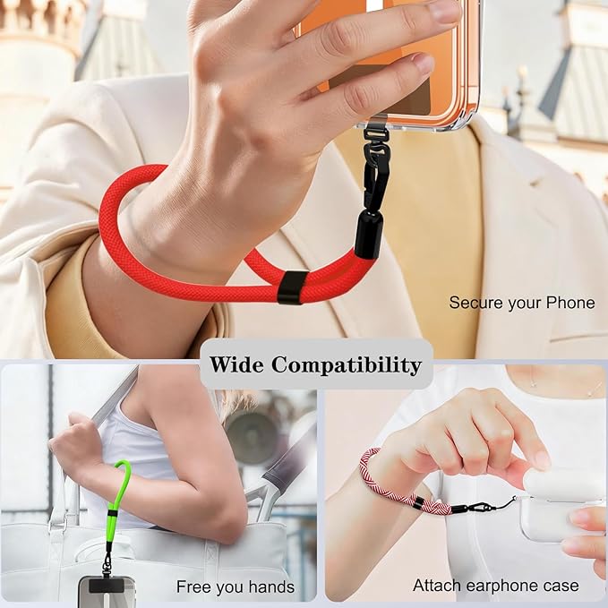 Phone Lanyard, 2 Pack Adjustable Cell Phone Lanyard Hand Phone Wrist Strap with Tether Tabs for Smartphones
