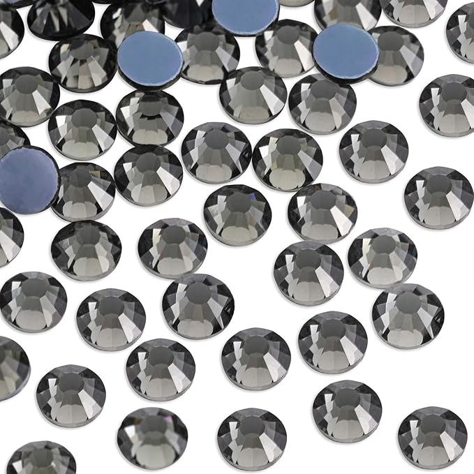 Beadsland Hotfix Rhinestones, 2880pcs Flatback Crystal Rhinestones for Crafts Clothes DIY Decoration, Black Diamond, SS6, 1.9-2.1mm