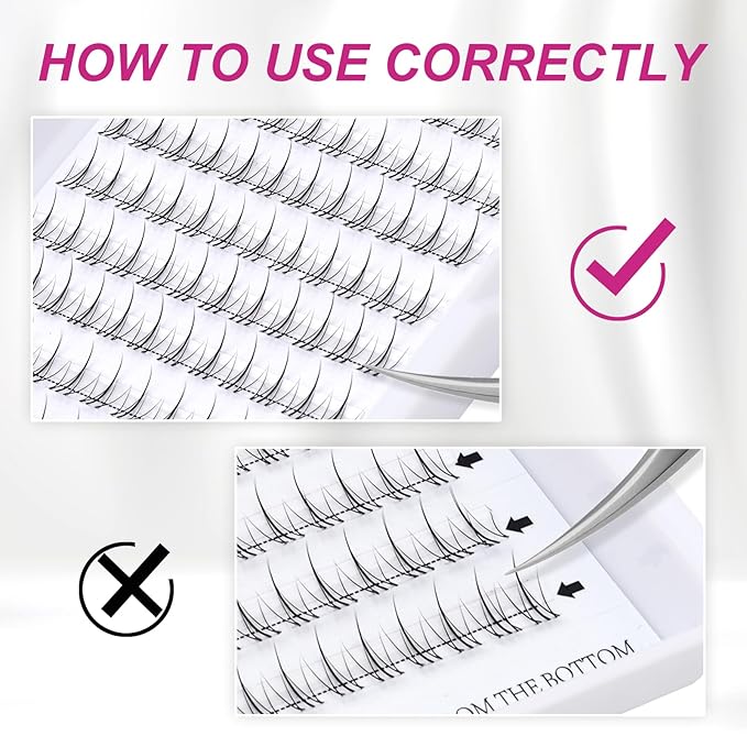 Lash Clusters Bottom Lashes DIY Lash Extensions 144pcs Individual Lashes Black Cluster Lashes Faux Mink Cluster Eyelash Extensions Manga Soft Lightweight Eyelash Extension Kit (Bottom-JX10)