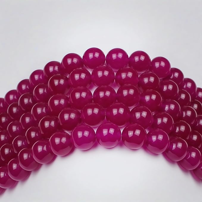 MJDCB Natural Rose Red Jade Round Loose Beads for Jewelry Making DIY Bracelet Necklac (4mm)