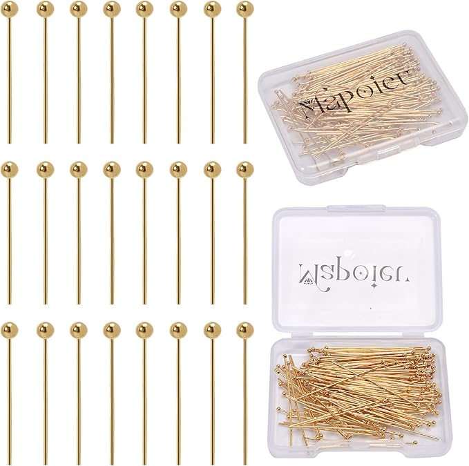 200pcs 30mm 14K Gold Filled Ball Head Pins DIY Crafts Beads Charms Earring Bracelet Jewelry Making Accessories Supplies