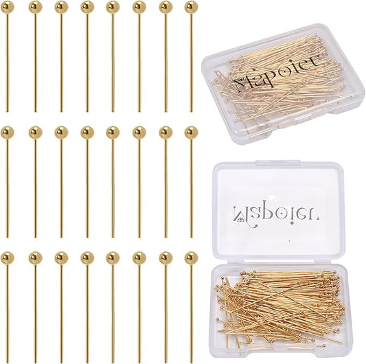 200pcs 30mm 14K Gold Filled Ball Head Pins DIY Crafts Beads Charms Earring Bracelet Jewelry Making Accessories Supplies