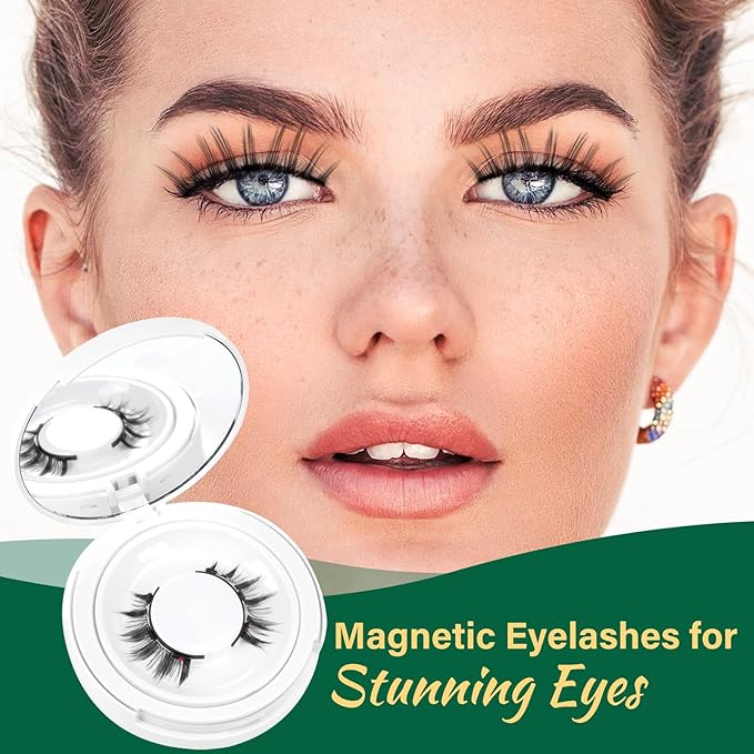 KEYYOU Reusable Magnetic Eyelashes 2 Pair with Applicator No Glue Needed 3D Natural Magnetic Lashes, Easy to Apply & Long Lasting for Daily Use & Events(A10+A10)